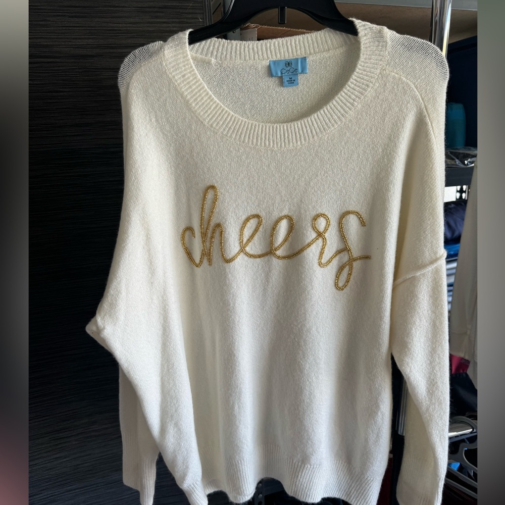 Cece Metallic Beaded Script Screen New Drop Shoul… - image 1